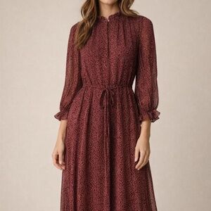 Machine Pour Neuf Mode Cottagecore Sheer Lined Floral Midi Dress Womens M Modest